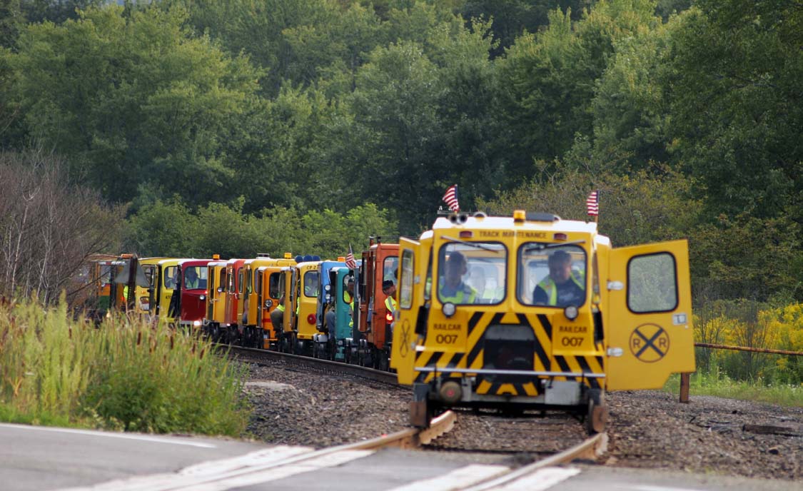Dan and Harvey waiting at crossing
